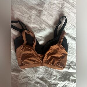 Victoria’s Secret PINK Bralette Set 2 Wireless Triangle Bralette Black & Brown S